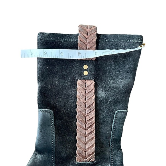 Ugg Jaspan Braided Black Suede Mid Calf Pull On Boots Size 8 - Picture 7 of 8
